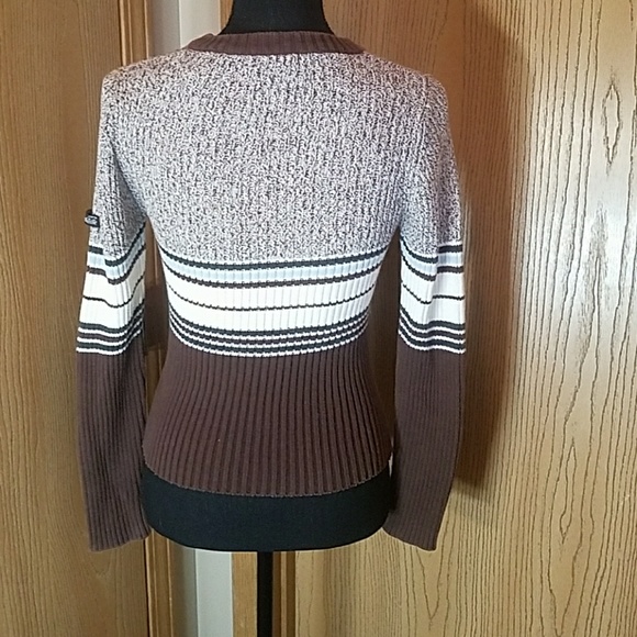 Billabong Brown and White V-Neck Sweater Size 10 - Picture 3 of 4